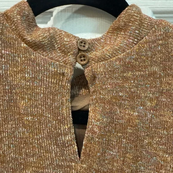 Collective Concepts Dress size Small Brown Metallic Ruched Mock Neck Midi NWT - Picture 4 of 9